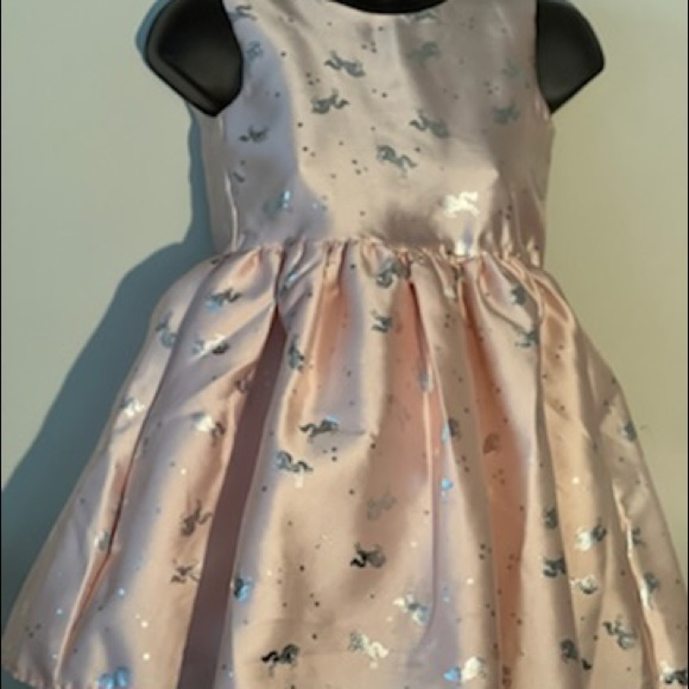 Btween Girls Light Pink Party Dress with Unicorn pattern in Silver size 7
